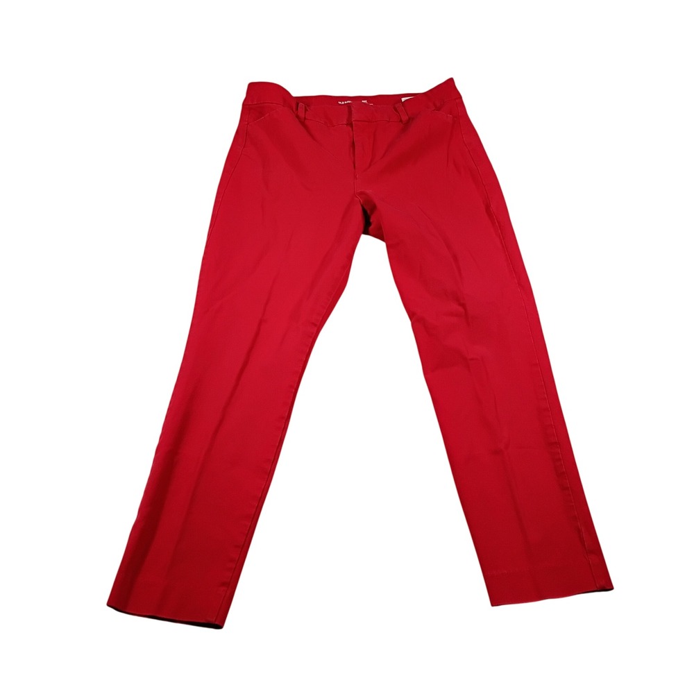Old Navy Pixie Pants Women 10 Red High Rise Secret-Slim Pockets Ankle Tapered